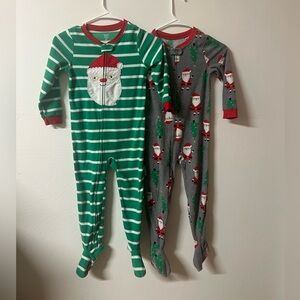 Carter's Just one you Footed Fleece Pajama Christmas Holiday Santa 5T Lot 2
